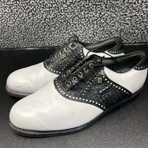 Vintage Footjoy Golf Shoes Men‎ 10 White Black Leather Lace Up 50161